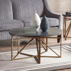 Black Antique Bronze Kayden Round Coffee Table