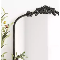 Black Arch Ornate Crown Full Length Wall Mirror
