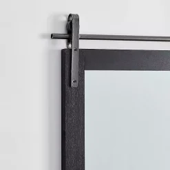 Black Barn Door Wall Mirror with Shelf