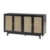 Black Cane Wood Storage Media Cabinet
