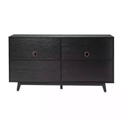 Black Cane Wood Storage Media Cabinet