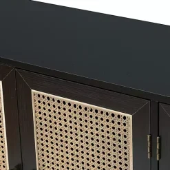 Black Cane Wood Storage Media Cabinet