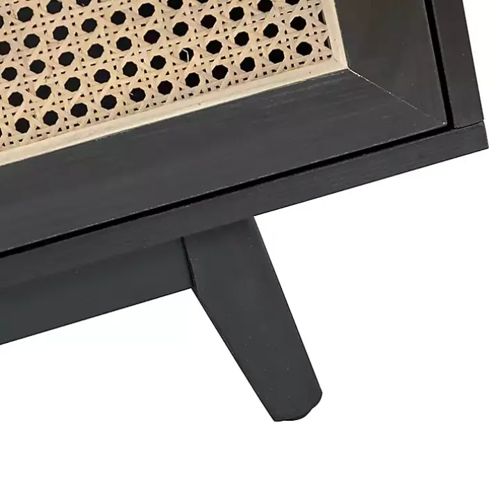 Black Cane Wood Storage Media Cabinet