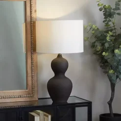 Black Ceramic Hourglass Simple Large Table Lamp