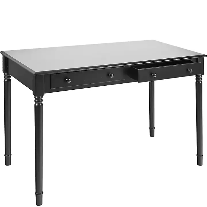 Black Classic 2-Drawer Wood Desk