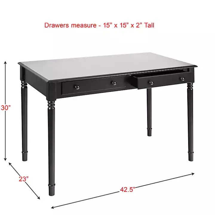 Black Classic 2-Drawer Wood Desk
