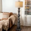 Black Distressed Carved Floor Lamp