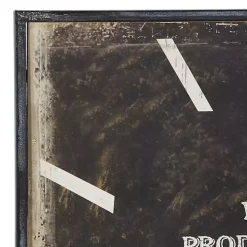 Black Distressed Wood Face Square Clock