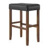 Black Faux Leather Madison Walnut Bar Stool