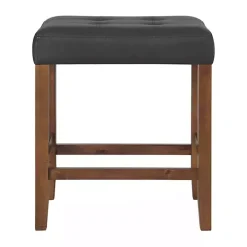 Black Faux Leather Madison Walnut Counter Stool