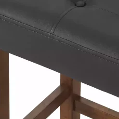 Black Faux Leather Madison Walnut Counter Stool