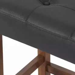 Black Faux Leather Madison Walnut Bar Stool