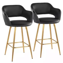 Black Faux Leather Marge Counter Stools, Set of 2
