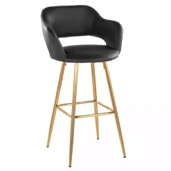 Black Faux Leather Marge Bar Stools, Set of 2