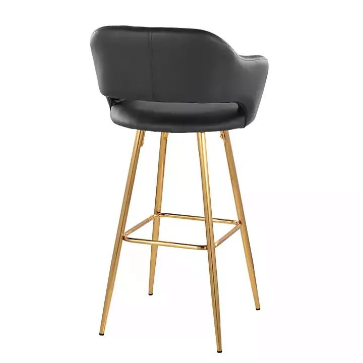 Black Faux Leather Marge Bar Stools, Set of 2