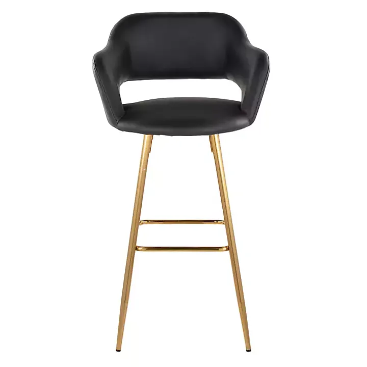 Black Faux Leather Marge Bar Stools, Set of 2