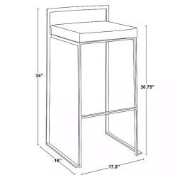 Black Faux Leather Stackable Bar Stools, Set of 2