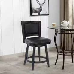 Black Faux Leather Upholstered Counter Stool