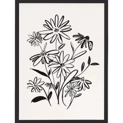 Black Floral Bouquet Framed Art Print