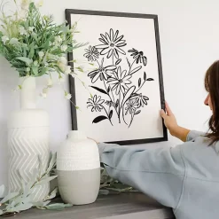 Black Floral Bouquet Framed Art Print