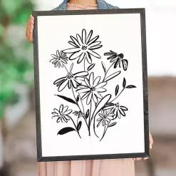 Black Floral Bouquet Framed Art Print