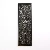 Black Floral Carved Wood Wall Plaque