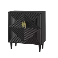 Black Geometric Gold Handle Cabinet