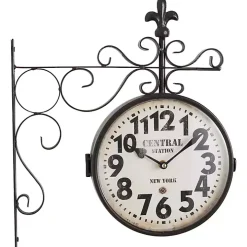 Black Iron Double Sided Scroll Wall Clock