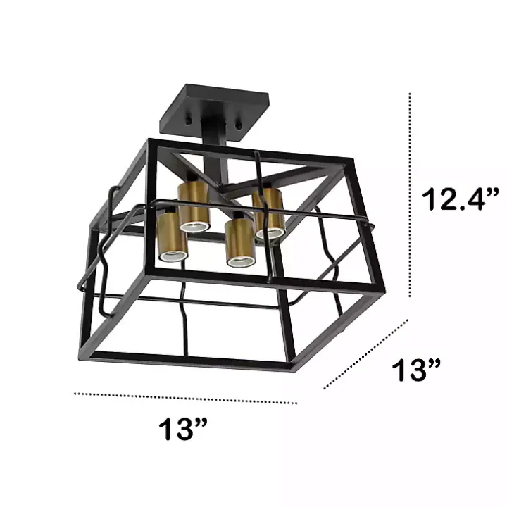 Black Ironhouse Flush Mount Light