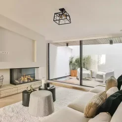 Black Ironhouse Flush Mount Light