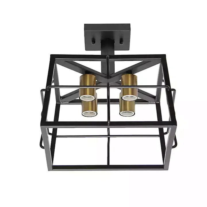 Black Ironhouse Flush Mount Light