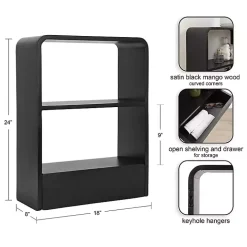 Black Kato Single Drawer Wall Shelf