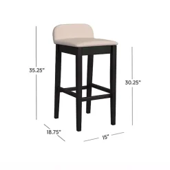 Black Lowback Padded Bar Stool