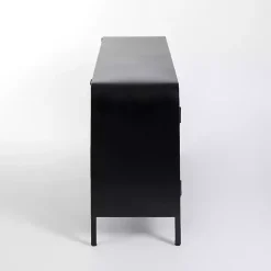 Black Metal & Glass 4-Door Bentley Cabinet