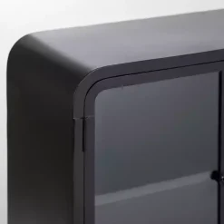 Black Metal & Glass 4-Door Bentley Cabinet