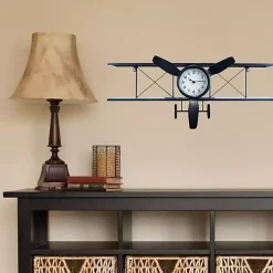 Black Metal Airplane Wall Clock