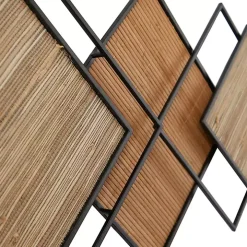 Black Metal and Bamboo Diamond Wall Plaque