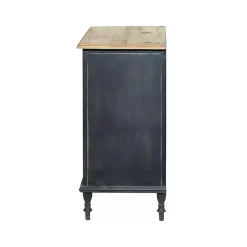 Black Metal and Brown Wood Storage Cabinet