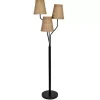 Black Metal Floor Lamp with Rattan Shades