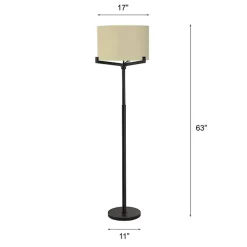 Black Metal Tri-Arm Floor Lamp