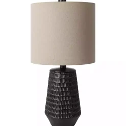 Black Modern Etched Table Lamp