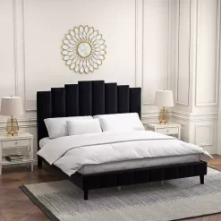 Black Modern Tufted Platform King Bed