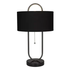 Black Open Metal Loop Table Lamp