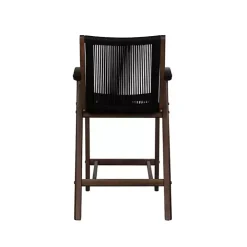 Black Rope and Brown Wood Counter Stool