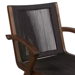 Black Rope and Brown Wood Counter Stool