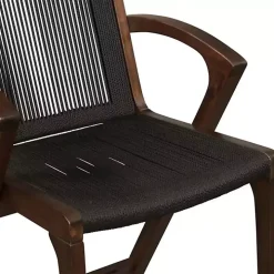 Black Rope and Brown Wood Counter Stool