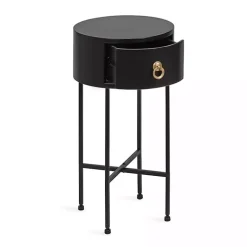 Black Round Decklyn Accent Table
