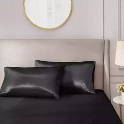 Black Satin King 2-pc. Pillow Case Set