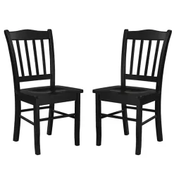Black Shaker Wood Dining Chairs, Set of 2
