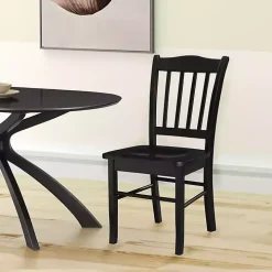 Black Shaker Wood Dining Chairs, Set of 2